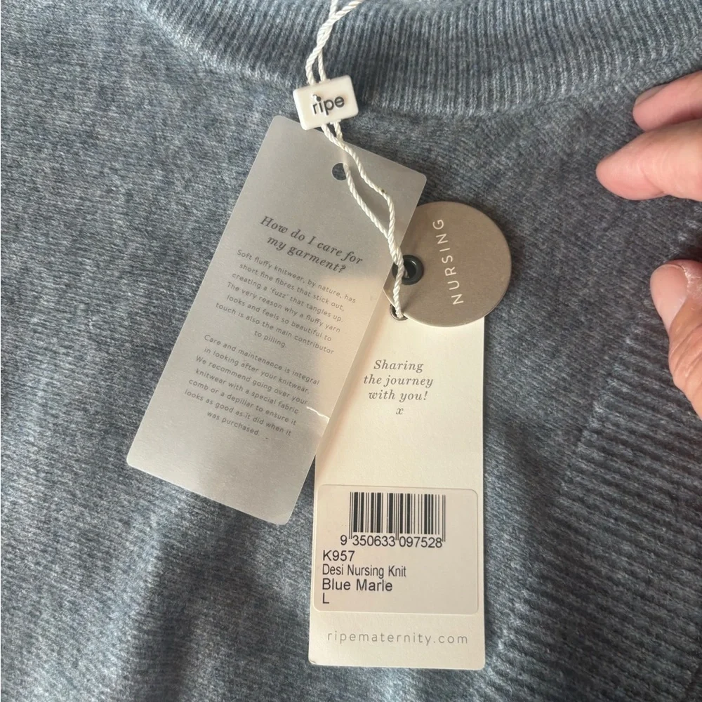 Ripe Desi Crossover Maternity Nursing Sweater in Blue Marle Size Large